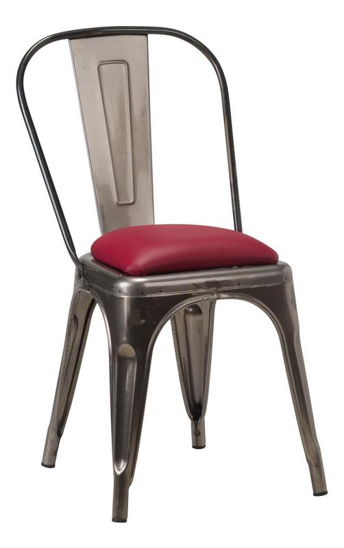 French Bistro Side Chair - Gun Metal Grey  / Wine Pad - main image