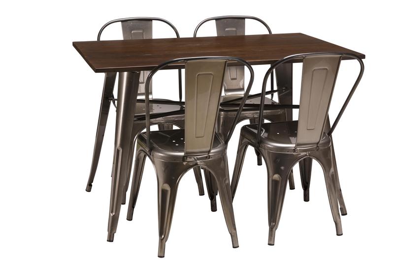 French Bistro Table (1200mm x 700mm) - Gun Metal Grey / Walnut  - main image