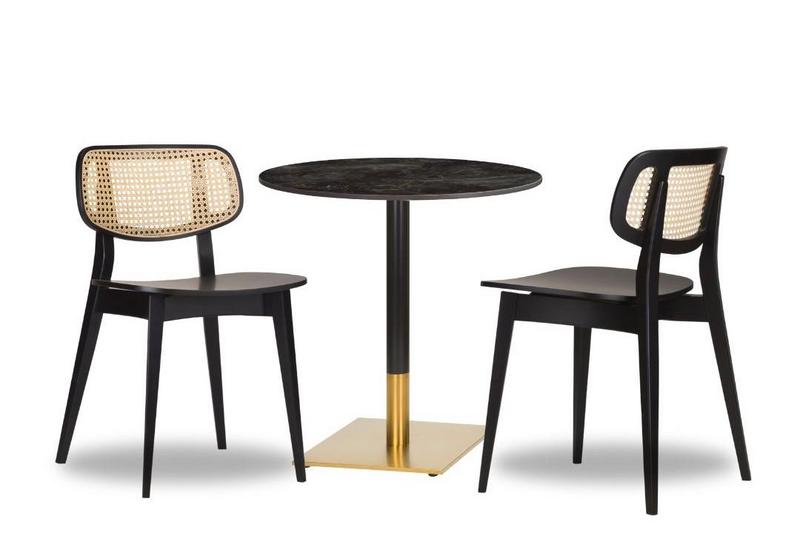 Gordona Rattan x2 - 700mm Rd - Portoro Ceramic - Midas Sm Sq - Black/Gold (DH) - main image