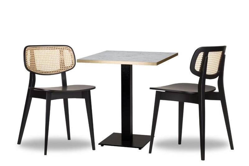 Gordona Rattan x2 - 700mm Sq - White Carrara Gold ABS - Titan Small Sq (DH) - main image