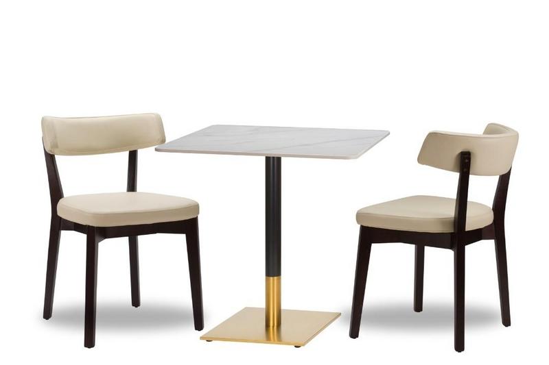 Nico Ivory/ Wenge x2  - 700mm Sq - Calacatta Ceramic - Midas Sm SQ - Black/ Gold (DH) - main image