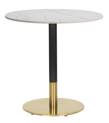 Round ,Ceramic Table Top Calacatta Marble ,Midas Small Round- Brass/Black (DH)