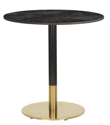 Round , Ceramic Table Top Portoro Marble ,Midas Small Round- Brass/Black (DH)