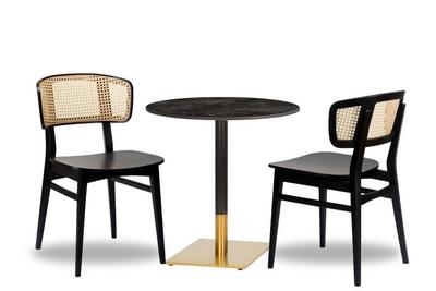 Sophia Rattan x2 - 700mm Rd - Portoro Ceramic - Midas Sm Sq - Black/Gold (DH)