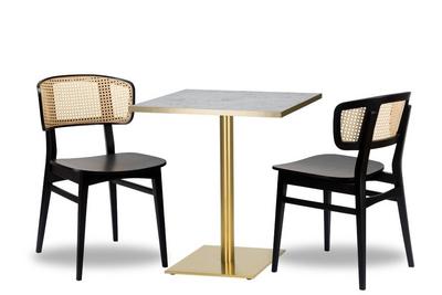 Sophia Rattan x2 - 700mm Sq - White Carrara Gold ABS - Midas Sm SQ - Brass (DH)