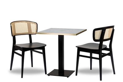 Sophia Rattan x2 - 700mm Sq - White Carrara Gold ABS - Titan Small Sq (DH)